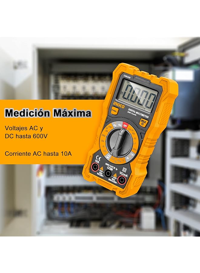 INGCO Dm200 600V Digital Multimeter With 1999 Counts Lcd Display, Multicolor - Image 4