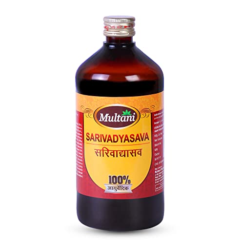Multani Sarivadyasava Syrup | Ayurvedic Blood Purifier, For Skin Disease, Carbuncle,Fistula, Gout & Inflammation | Reduces Skin Disorders & Infections Acne, Pimples - 450 Ml - Image 1