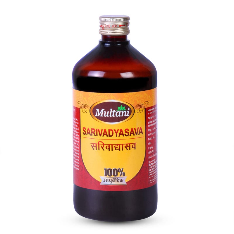Multani Sarivadyasava Syrup | Ayurvedic Blood Purifier, For Skin Disease, Carbuncle,Fistula, Gout & Inflammation | Reduces Skin Disorders & Infections Acne, Pimples - 450 Ml - Image 5