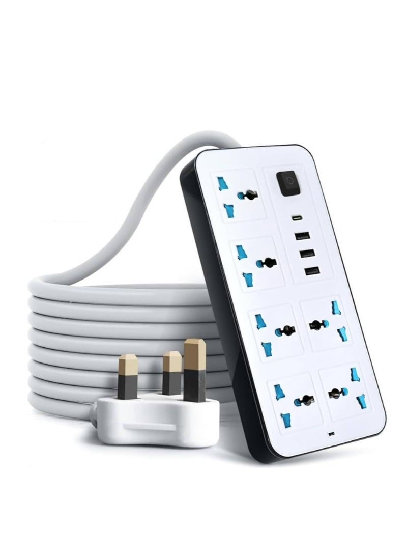 Generic Multipurpose Extension Socket with 6 Surge Protected Socket 2000W 3 Type A Ports and 1 PD Port  - Image 1