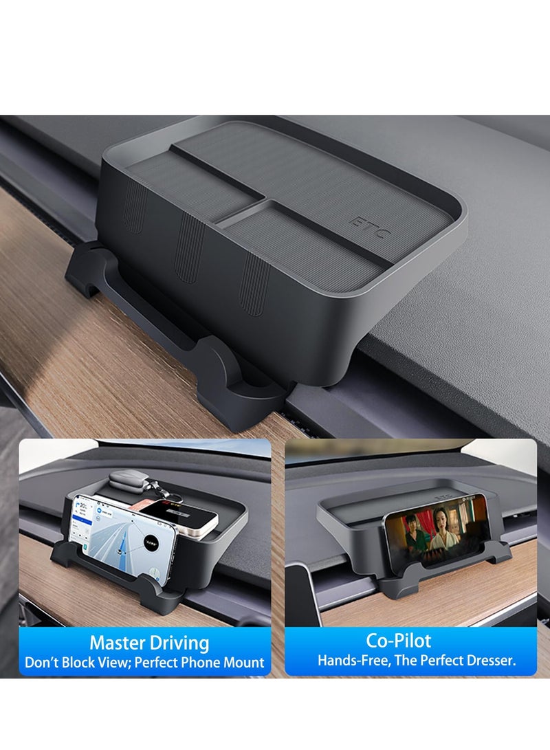 SYOSI For Tesla Model 3 Y Instrument Panel Tray Organizers Phone Holder, for Tesla Model Y/3 Storage Organizer Tray Box, Tesla Model 3 Model Y Accessories Sunglasses Holder Case - Image 3