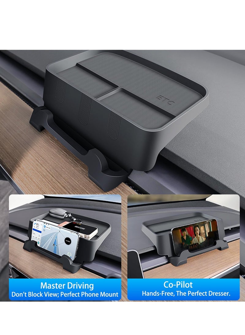 SYOSI For Tesla Model 3 Y Instrument Panel Tray Organizers Phone Holder, for Tesla Model Y/3 Storage Organizer Tray Box, Tesla Model 3 Model Y Accessories Sunglasses Holder Case - Image 2