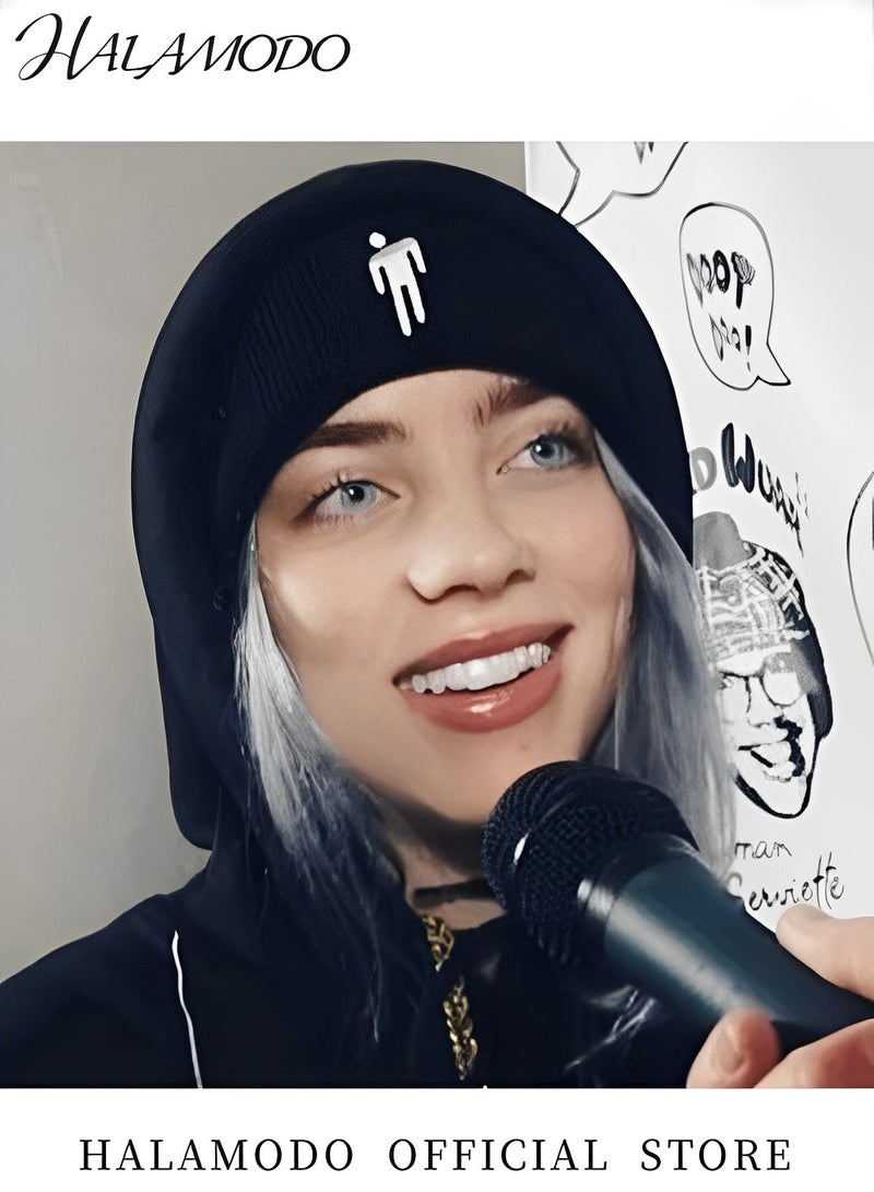 HALAMODO Unisex Knit Hats Fashion Embroidery Knit Hat Winter Warm Beanie Hats Skull Cap Birthday Gifts Presents Black Cuffed Cap for Men & Women - Image 5