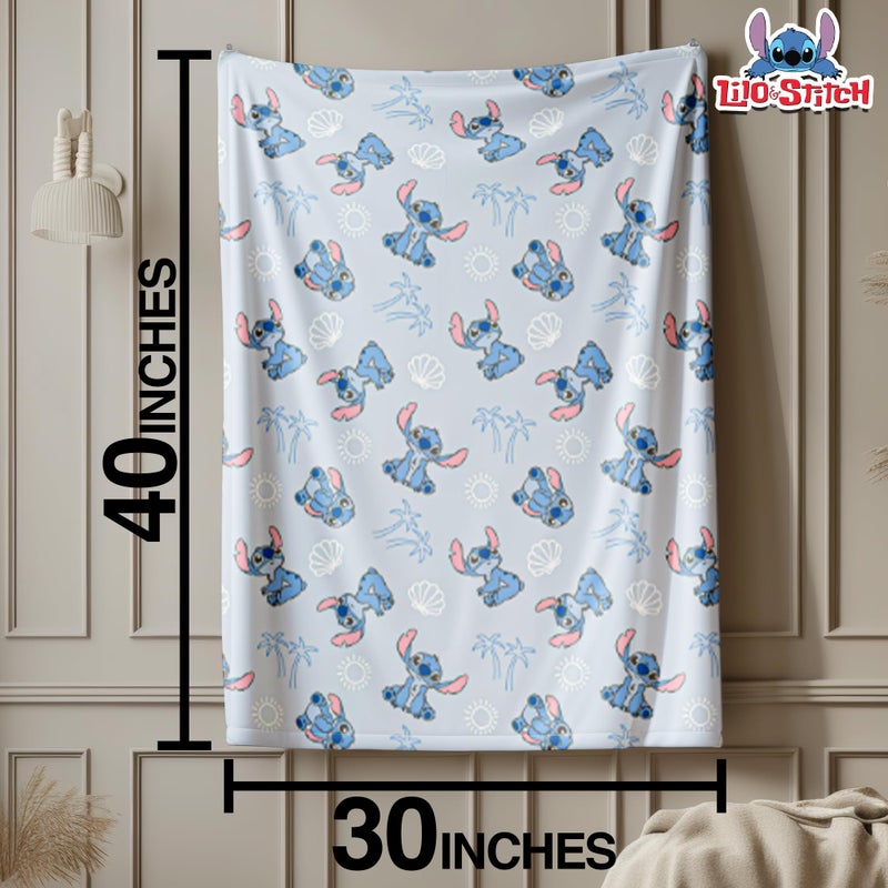 Cudlie Stitch Blanket | Lilo & Stitch Baby Blanket | Stich's Fleece Throw | Lilo & Stich's Newborn Blankets | 30" X 40" | Blue | Officially Licensed - Image 2