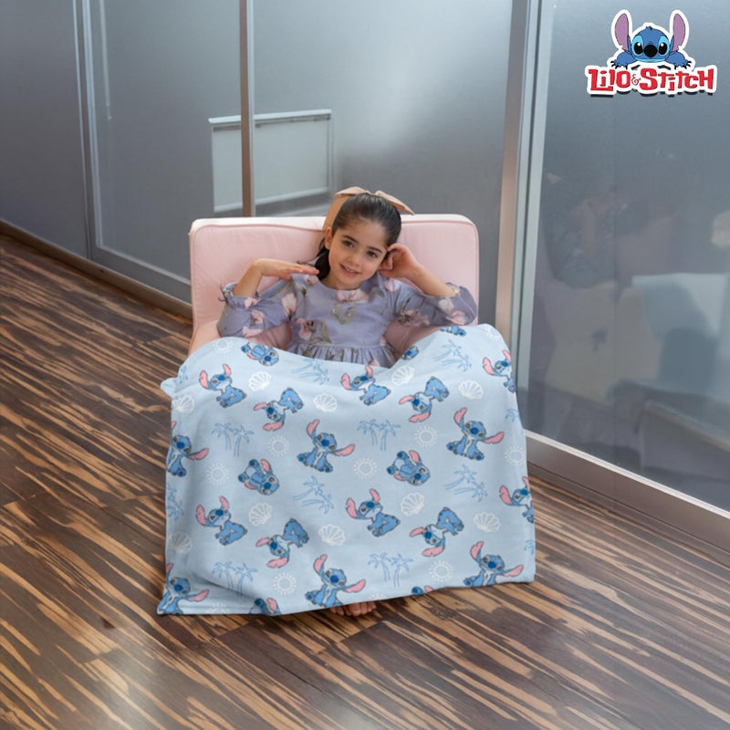 Cudlie Stitch Blanket | Lilo & Stitch Baby Blanket | Stich's Fleece Throw | Lilo & Stich's Newborn Blankets | 30" X 40" | Blue | Officially Licensed - Image 3
