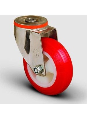 Emes - Stainless Inox, Spherical Hole Connection, Bushed, Polyurethane Light Industry Wheel Diameter: 100 - Ssem04 Zkp 100 - Image 1