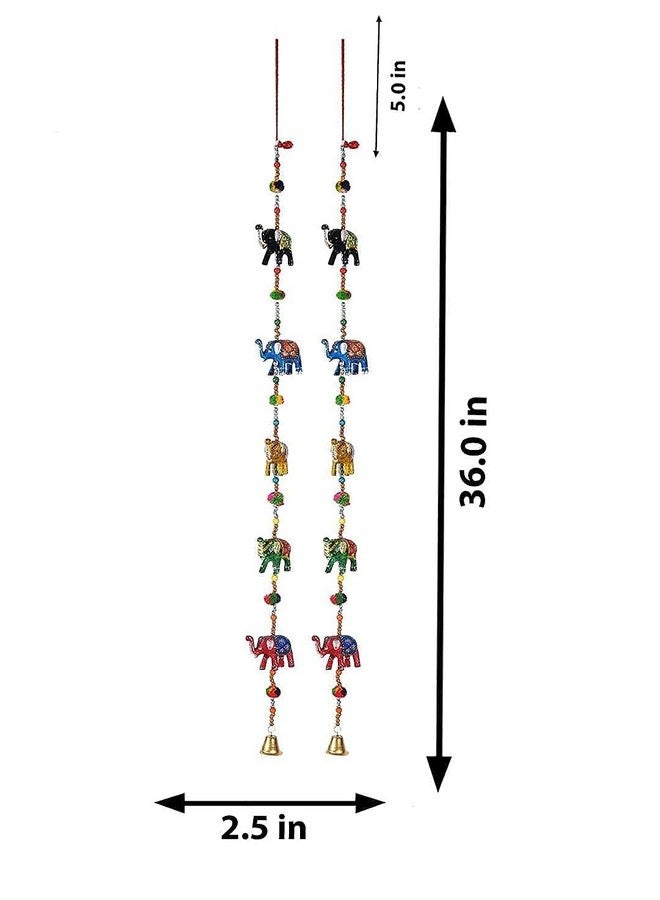 Srajan Crafts Rajasthani Elephant Traditional Handicraft Hanging Pair Ladi Set of 4 pcs Decorative Toran Latkan for Home Decor, Wall & Main Door (Multicolor) - Image 2