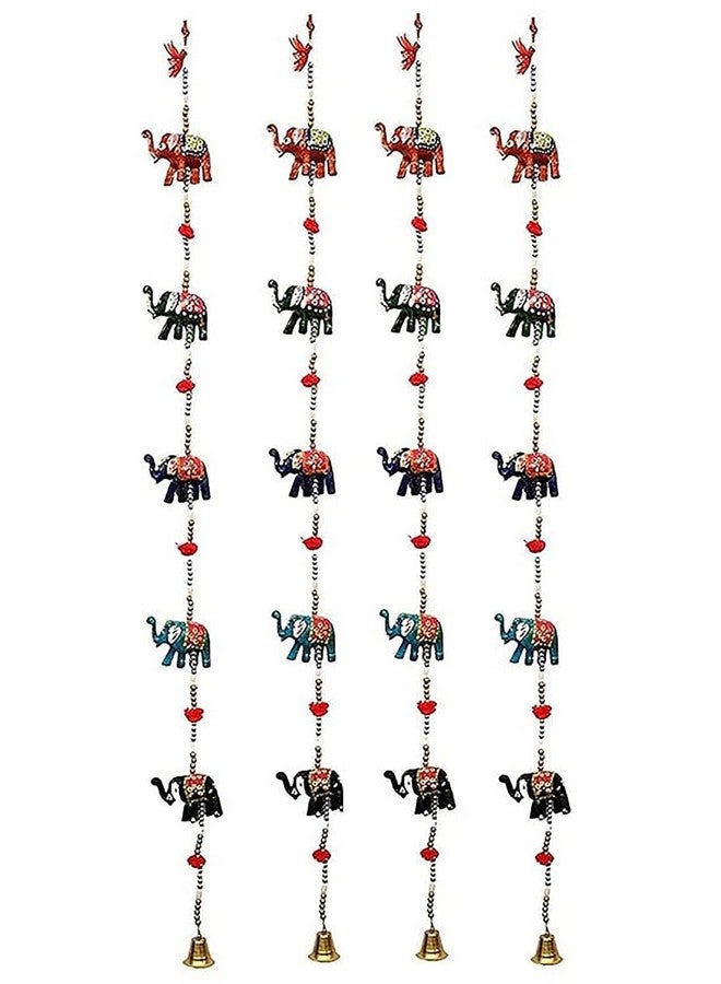 Srajan Crafts Rajasthani Elephant Traditional Handicraft Hanging Pair Ladi Set of 4 pcs Decorative Toran Latkan for Home Decor, Wall & Main Door (Multicolor) - Image 1