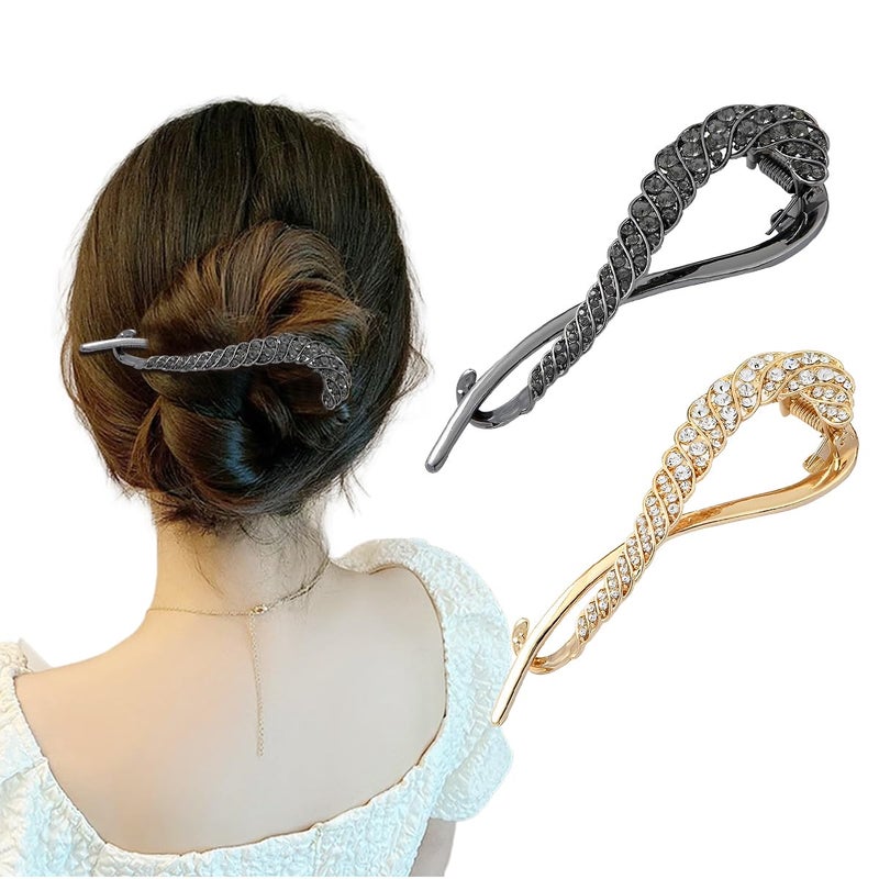PALAY باي 2 حزمة عصا كعكة الشعر ملحقات كعكة الشعر مشبك شعر معدني أنيق مشبك شعر فرنسي متعدد الألوان - Image 1