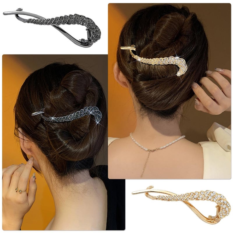 PALAY باي 2 حزمة عصا كعكة الشعر ملحقات كعكة الشعر مشبك شعر معدني أنيق مشبك شعر فرنسي متعدد الألوان - Image 5