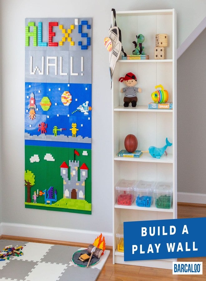 Barcaloo Peel and Stick Self Adhesive Baseplates Mat, Building Block Base Plates Multipack, Panels for Table Top Play - 10 Inch x 10 Inch Adhesive Building Brick Play Wall Panel, 2 Green, 2 Blue - Image 4