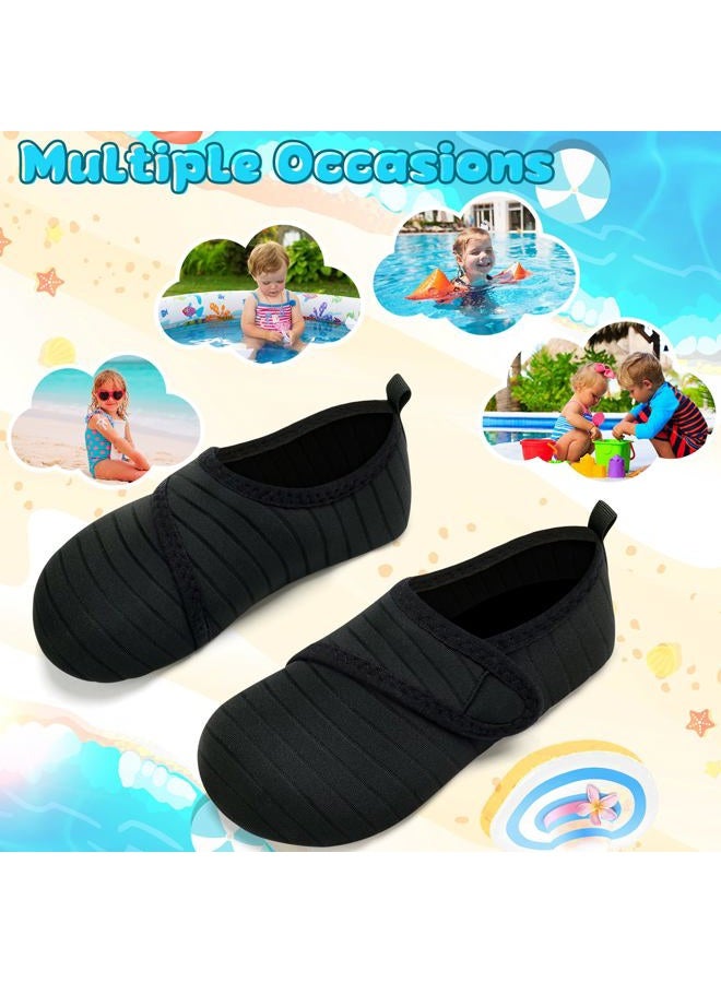 VIFUUR Kids Water Shoes Boys Girls Barefoot Water Sports Socks Hook&Loop Beach Shoes Quick Dry Aqua Socks Swim Walking Outdoor Sports for Toddler, Black1, 3-4 Big Kid - Image 2