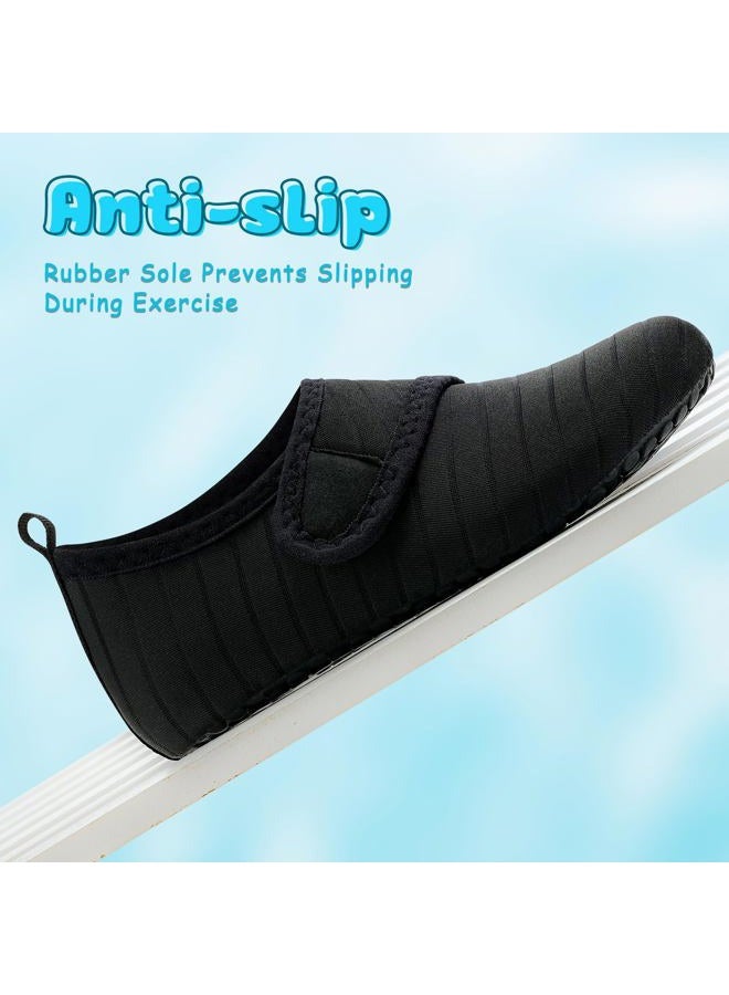 VIFUUR Kids Water Shoes Boys Girls Barefoot Water Sports Socks Hook&Loop Beach Shoes Quick Dry Aqua Socks Swim Walking Outdoor Sports for Toddler, Black1, 3-4 Big Kid - Image 5