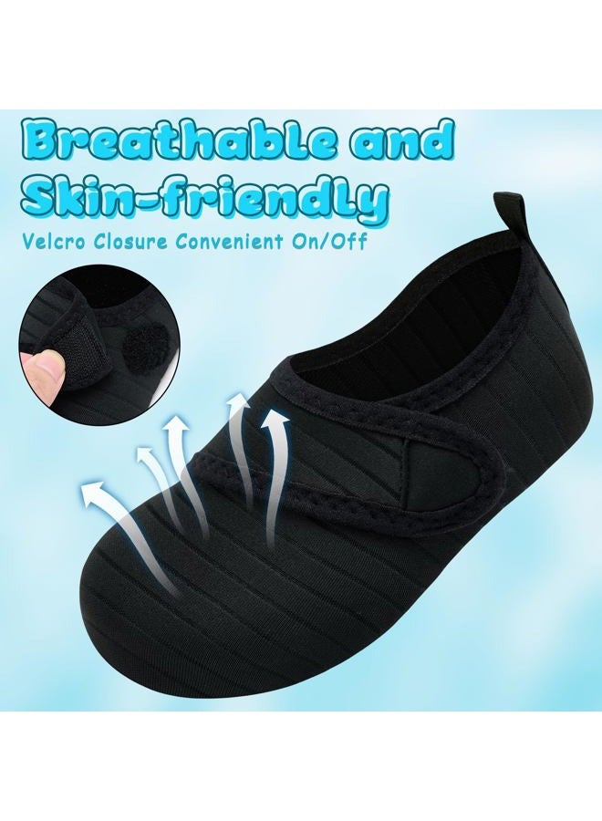 VIFUUR Kids Water Shoes Boys Girls Barefoot Water Sports Socks Hook&Loop Beach Shoes Quick Dry Aqua Socks Swim Walking Outdoor Sports for Toddler, Black1, 3-4 Big Kid - Image 4