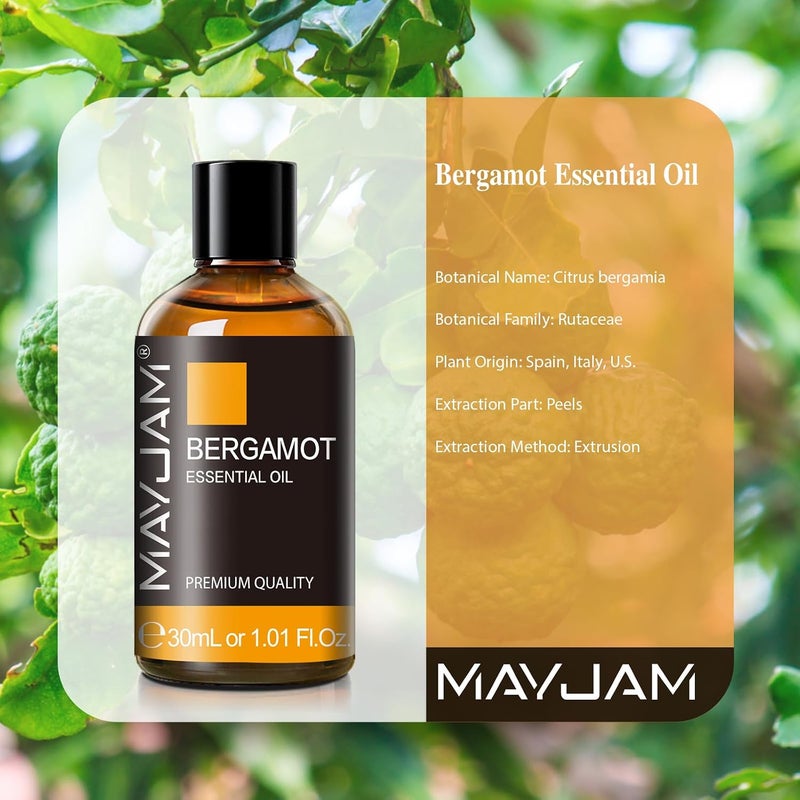 زيت البرغموت العطري 30 مل/1.01 أونصة سائلة، زيوت البرغموت الممتازة من مايجام للمبخرات، صنع الصابون، صنع الشموع، روائح طويلة الأمد - Image 2