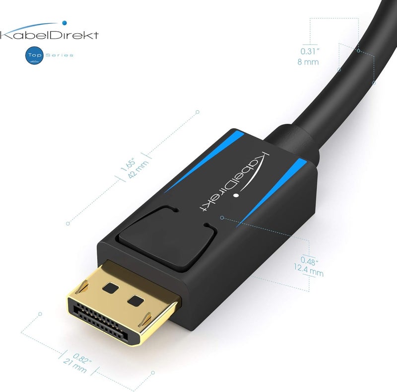 KabelDirekt – كابل DisplayPort 8K – 1.5 م (معدل النقل تصل إلى 32.4 غيغا بايت في الثانية، UHD مع 8K/ 60 هرتز أو 4K / 120 هرتز، HBR3، DSC، HDR 10، موصل مع القفل) - Image 3