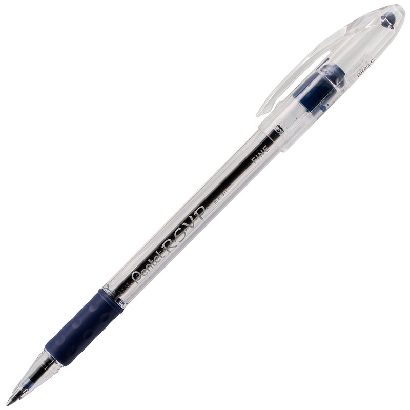 Pentel RSVP Ballpoint Pen, Fine Line, (0.7mm), Blue Ink (BK90BP5C) (Pack of 1, 5 Count Total) - Image 2