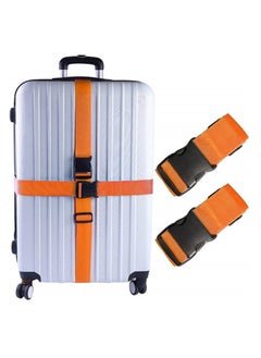 NOVOLAN NOVOLAN Luggage Straps 2 Pieces, Packing Straps, Suitcases, Suitcases, Luggage Straps, Checked Reinforcement Straps, Trolley Cases, Plastic Buckle Luggage Straps, Generous Length 188x5cm (orange)  - Image 1