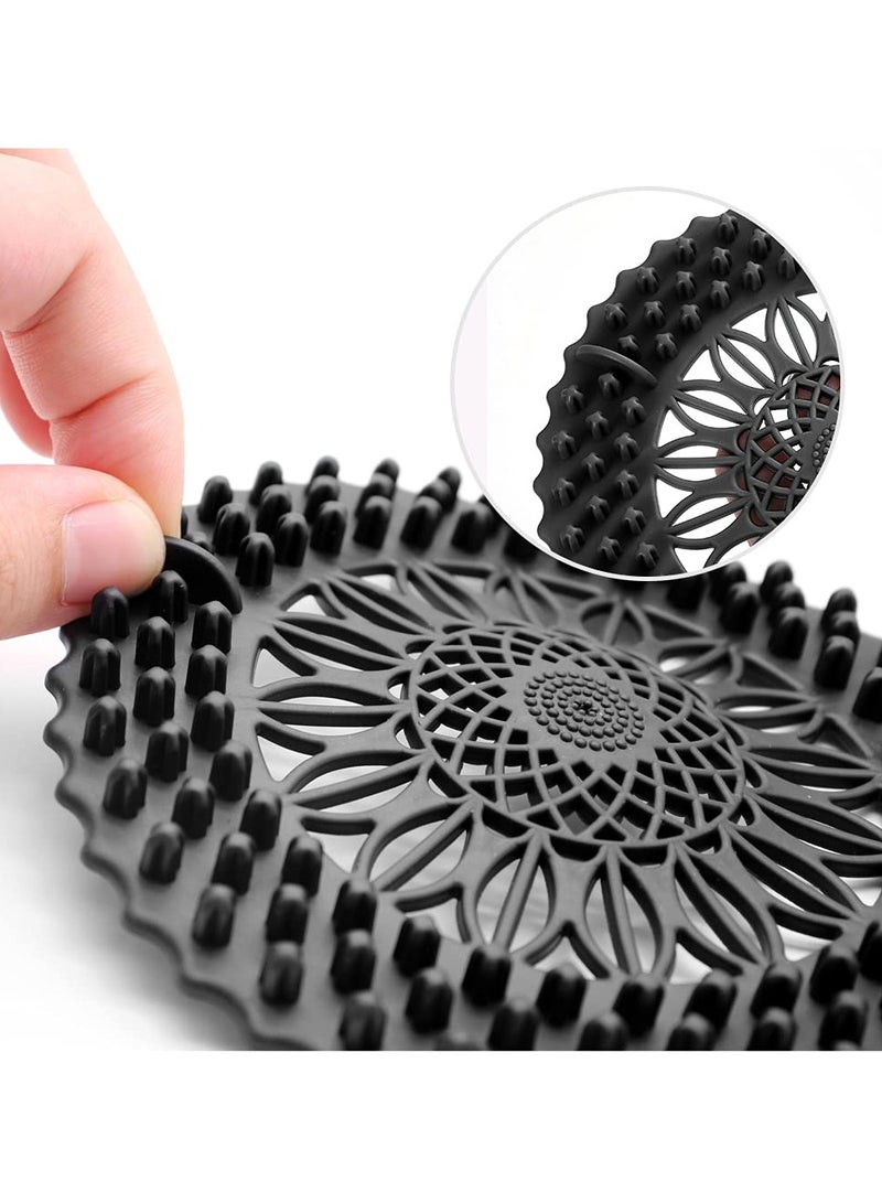 Zikra 6Pcs Sink Drain Strainer, Rubber Drain Hair Catcher Drain Strainers Protectors Suited for Kitchen Bathroom Bathtub Sink (Black) - Image 4
