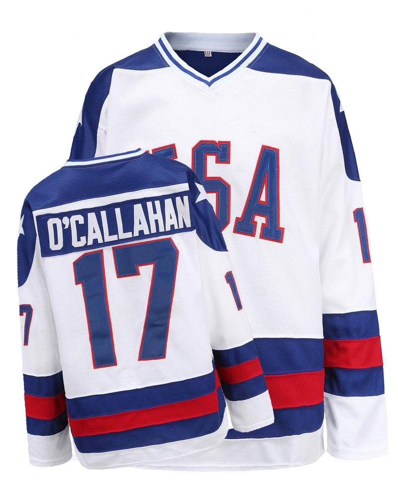 YWIES Hockey Jersey of USA 1980 Olympic Team Jerseys #17 Jack O'Callahan Stitched Letters and Numbers White S-XXXL - Image 1