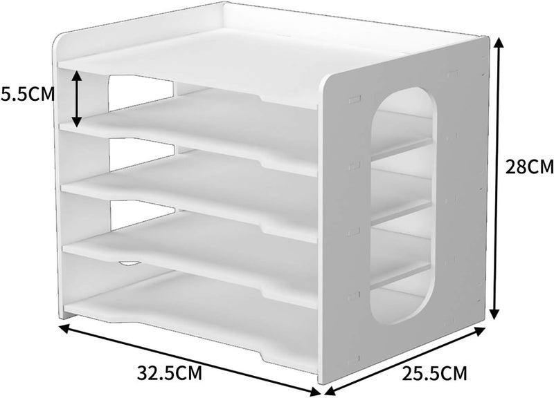 بونسيا PUNCIA A4 Letter Tray 5 Storage Compartments PVC Desk File Organiser Paper Tray File Storage System Document Holder for Office Study School Office - Image 5