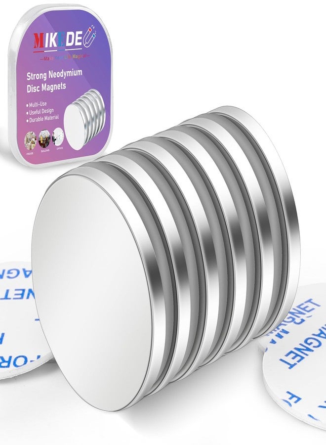 MIKEDE 6 Pack Magnets with Adhesive Backing for Fridge, Super Strong Magnets Heavy Duty, Rare Earth Magnet Neodymium Disc Magnet for Craft, Cabinet, Office, DIY, 1.26 inch D x 1/8 inch H - Image 1