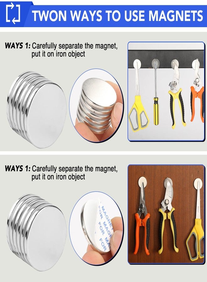 MIKEDE 6 Pack Magnets with Adhesive Backing for Fridge, Super Strong Magnets Heavy Duty, Rare Earth Magnet Neodymium Disc Magnet for Craft, Cabinet, Office, DIY, 1.26 inch D x 1/8 inch H - Image 3