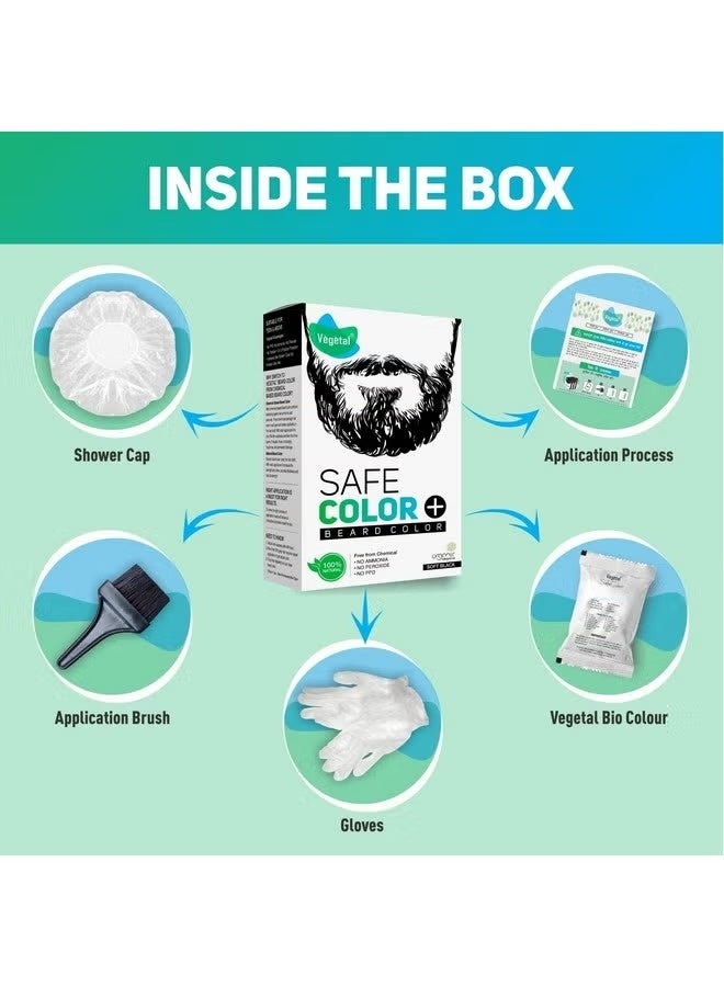 Vegetal Safe Hair Color -Soft Black 25gm - Certified Organic Chemical and Allergy Free Bio Natural Beard Hair Color with No Ammonia Formula & PPD - Image 2