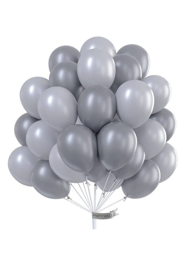 PartyWoo - Gray Balloons 60 Pcs Grey Latex Balloons Of 12 Inch Dark Gray Balloons 10 Inch Pastel Gray Balloons Light Gray Balloons For Gray Party Decorations Gray Baby Shower Gray Birthday - Image 1