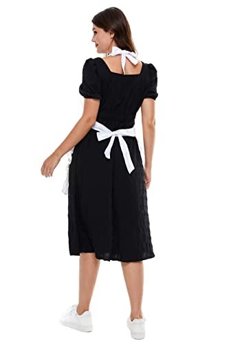 LilMents Women's Ruffle Outline Retro Apron Kitchen Cake Baking Cooking Cleaning Maid Costume (White) - Image 3