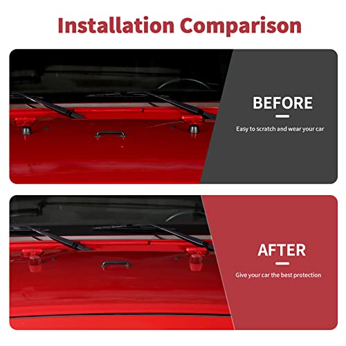 SQQP Engine Hood Rubber Head Decor Trim Compatible with 2007-2018 Jeep Wrangler JK JKU(Red) - Image 2