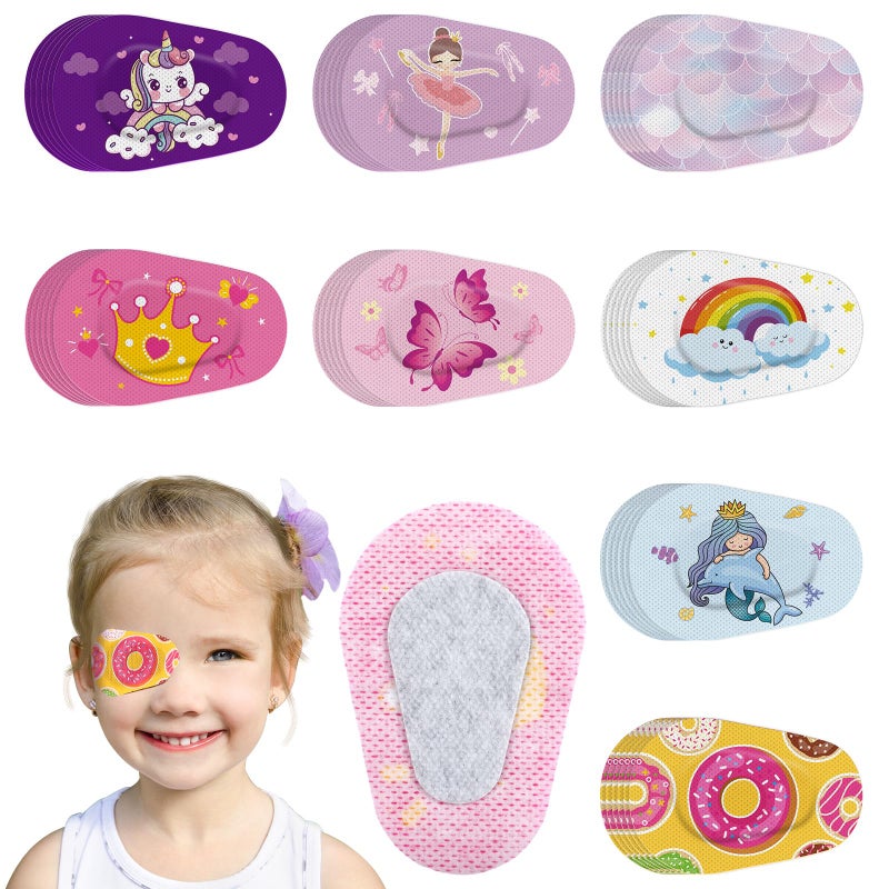 Siifert Siifert 48 Pcs Adhesive Eye Patches for Kids Girl Toddler Eye Patches Bulk Cute Latex Free Bandages for Amblyopia Disposable Pad Lazy Light Blocking Children 8 Styles 3 x 2 Inches 