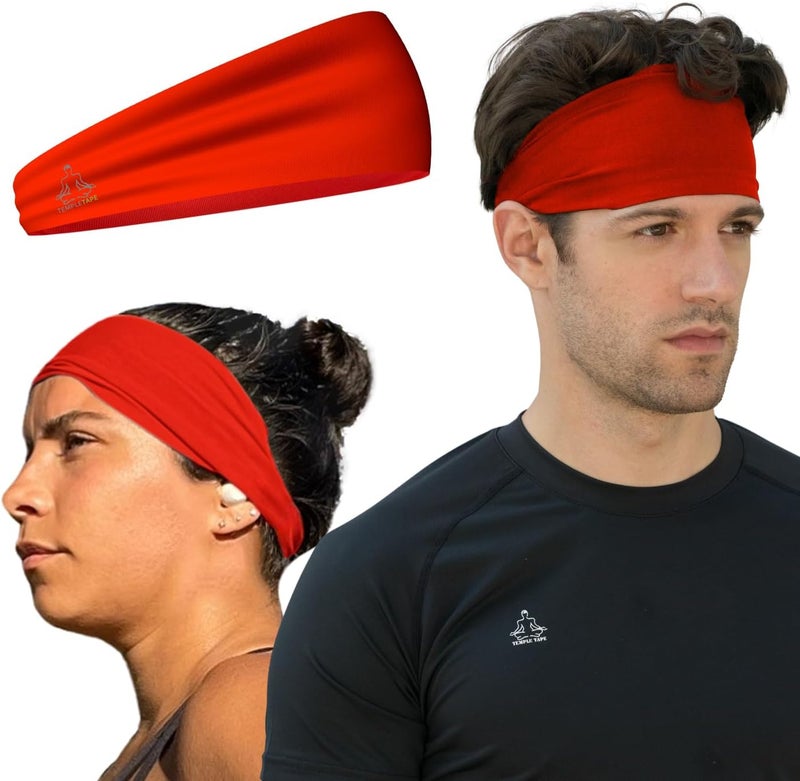 Temple Tape Headbands for Men and Women - Mens Sweatband & Sports Headband Moisture Wicking Workout Sweatbands for Running, Cross Training, Yoga and bike helmet friendly - Image 1