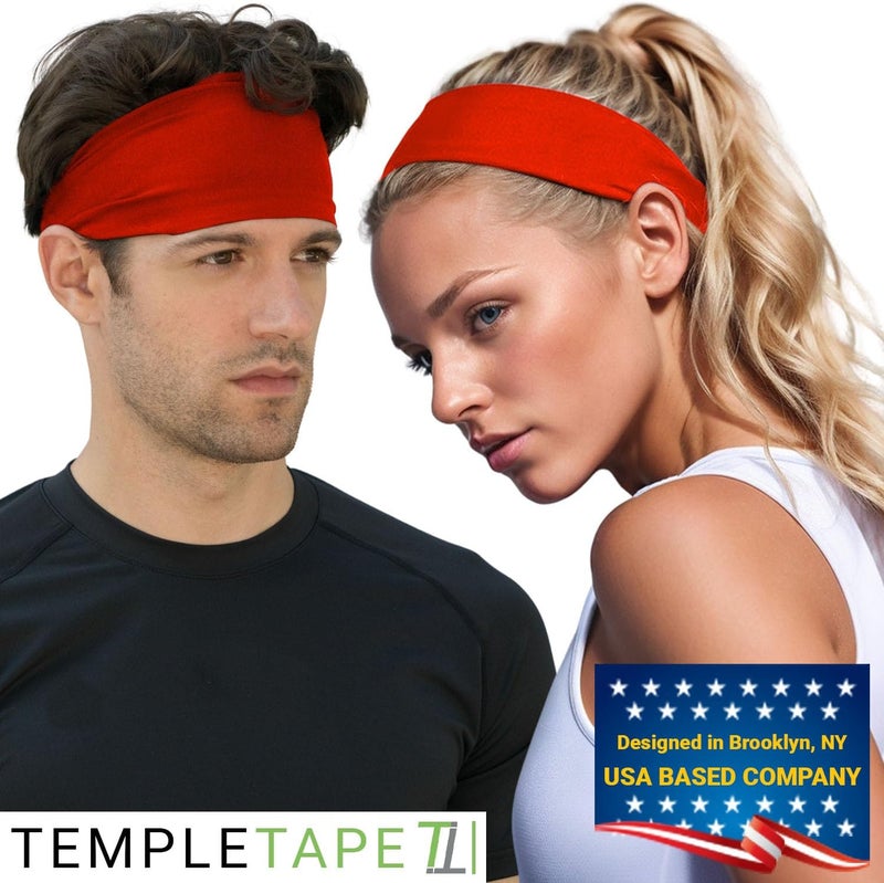 Temple Tape Headbands for Men and Women - Mens Sweatband & Sports Headband Moisture Wicking Workout Sweatbands for Running, Cross Training, Yoga and bike helmet friendly - Image 3