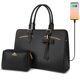 Laptop Tote Bag for Women, Large Waterproof PU Leather Work Briefcase with USB Charging Port Casual Computer Shoulder Bag Messenger fits 15.6 Inch, Business Handbag Satchel Purse 2pcs Set, Black - pzsku/Z9E25B85C489B95FB0643Z/45/1751617199/c4ad0130-7b3b-46c6-b212-a9706b93b55c