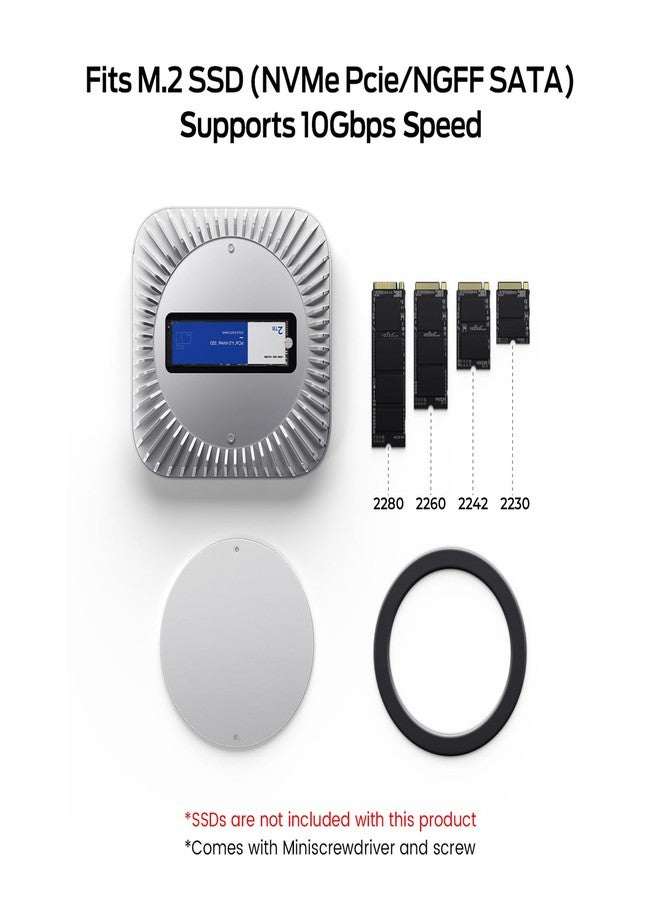 Raycue Mac mini M4 Dock, Aluminum Mac mini Stand and HDMI Hub for Mac mini M4 and M4 Pro 2024 with M.2 NVMe/SATA SSD Enclosure, 4K60Hz HDMI,10G USB A/C, 5G USB A*2, USB-C Charge, SD/TF, Audio - Image 3