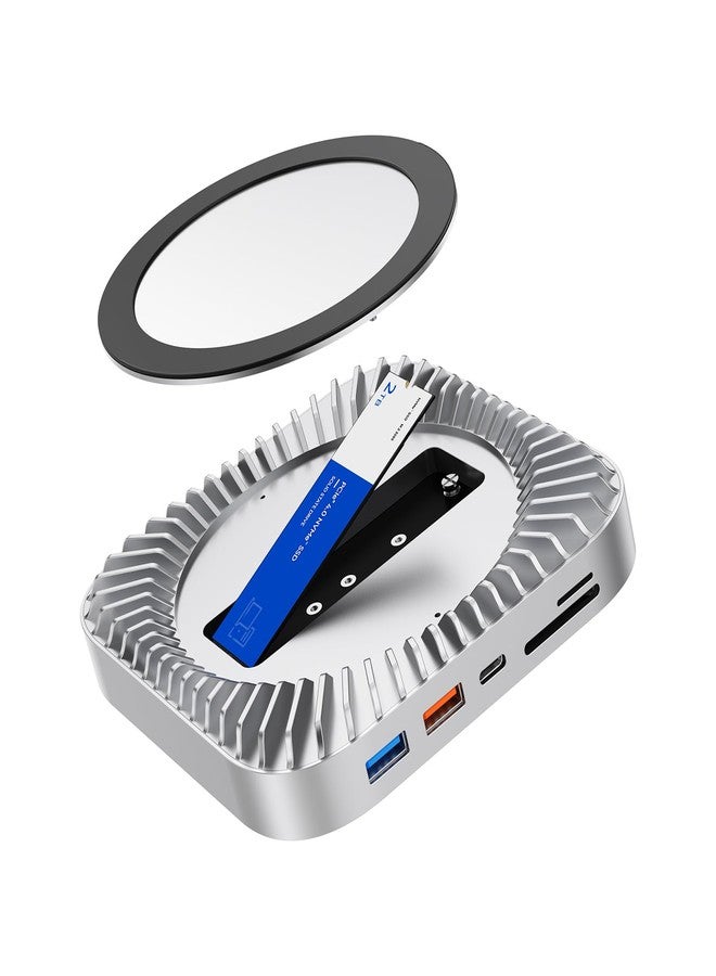 Raycue Mac mini M4 Dock, Aluminum Mac mini Stand and HDMI Hub for Mac mini M4 and M4 Pro 2024 with M.2 NVMe/SATA SSD Enclosure, 4K60Hz HDMI,10G USB A/C, 5G USB A*2, USB-C Charge, SD/TF, Audio - Image 4