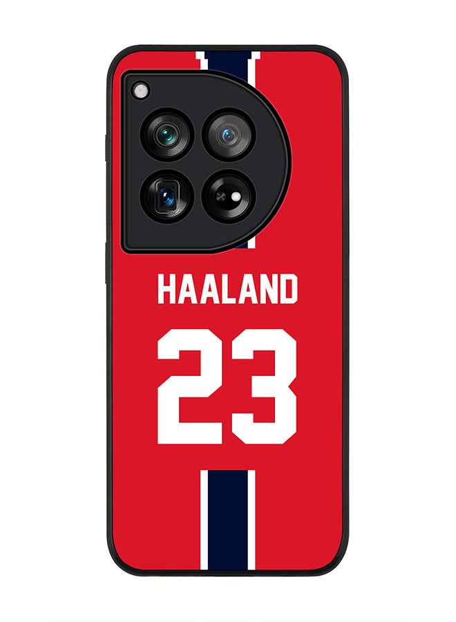 Stylizedd Rugged Black edge case for OnePlus 12R / OnePlus Ace 3 5G, Slim fit Flexible Anti Drop Thin Cover - Football Team - Norway, Player Name - Haaland - Image 1