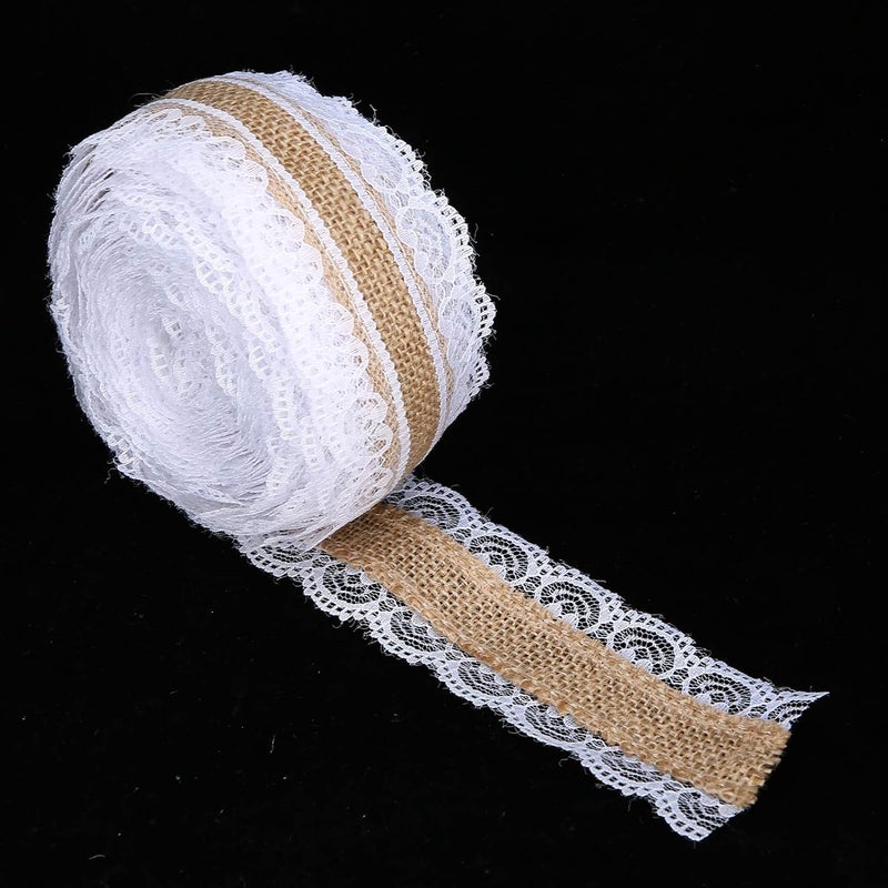 10m Jute Lace Roll, DIY Wedding and Party Decoration, White Lace, Eco - Friendly Craft Accessory - Durable Natural Material, Vintage Elegant Style, Perfect for Bridal Shower and - Image 4