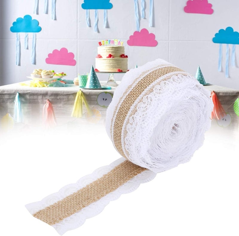 10m Jute Lace Roll, DIY Wedding and Party Decoration, White Lace, Eco - Friendly Craft Accessory - Durable Natural Material, Vintage Elegant Style, Perfect for Bridal Shower and - Image 5