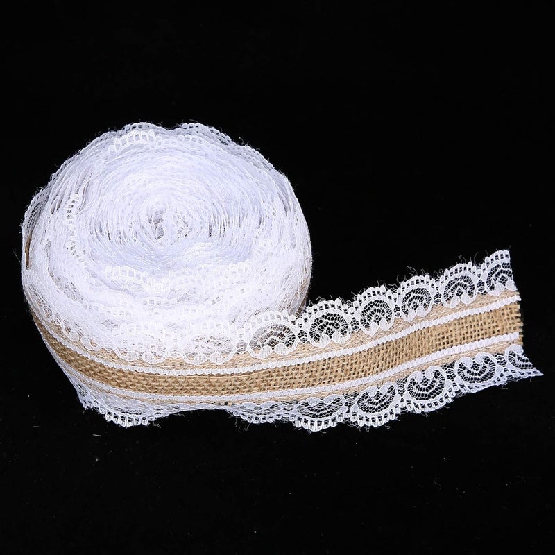 10m Jute Lace Roll, DIY Wedding and Party Decoration, White Lace, Eco - Friendly Craft Accessory - Durable Natural Material, Vintage Elegant Style, Perfect for Bridal Shower and - Image 3