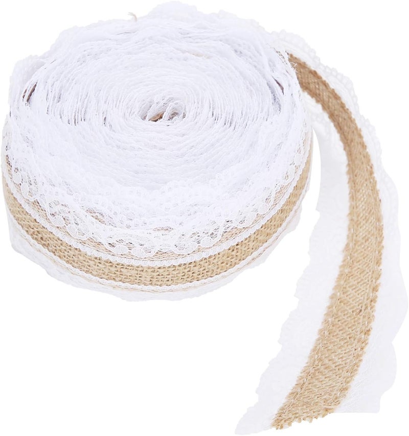 10m Jute Lace Roll, DIY Wedding and Party Decoration, White Lace, Eco - Friendly Craft Accessory - Durable Natural Material, Vintage Elegant Style, Perfect for Bridal Shower and - Image 2