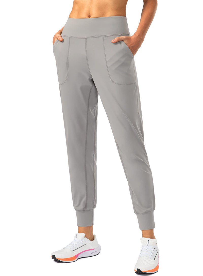 Soothfeel سروال جوجر للنساء من سوذفيل مع جيوب بسحاب، خصر مرتفع، ملابس رياضية لليوغا، سروال جوجر للنساء باللون الرمادي الفاتح - Image 5