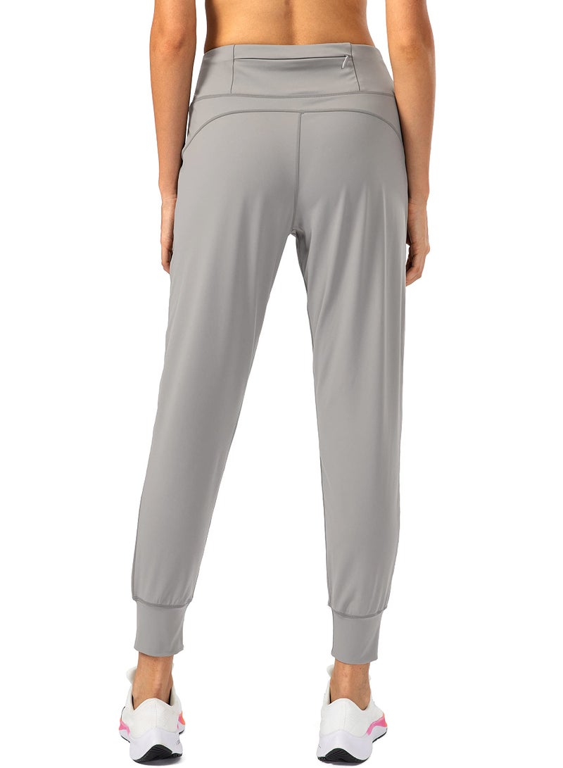 Soothfeel سروال جوجر للنساء من سوذفيل مع جيوب بسحاب، خصر مرتفع، ملابس رياضية لليوغا، سروال جوجر للنساء باللون الرمادي الفاتح - Image 2