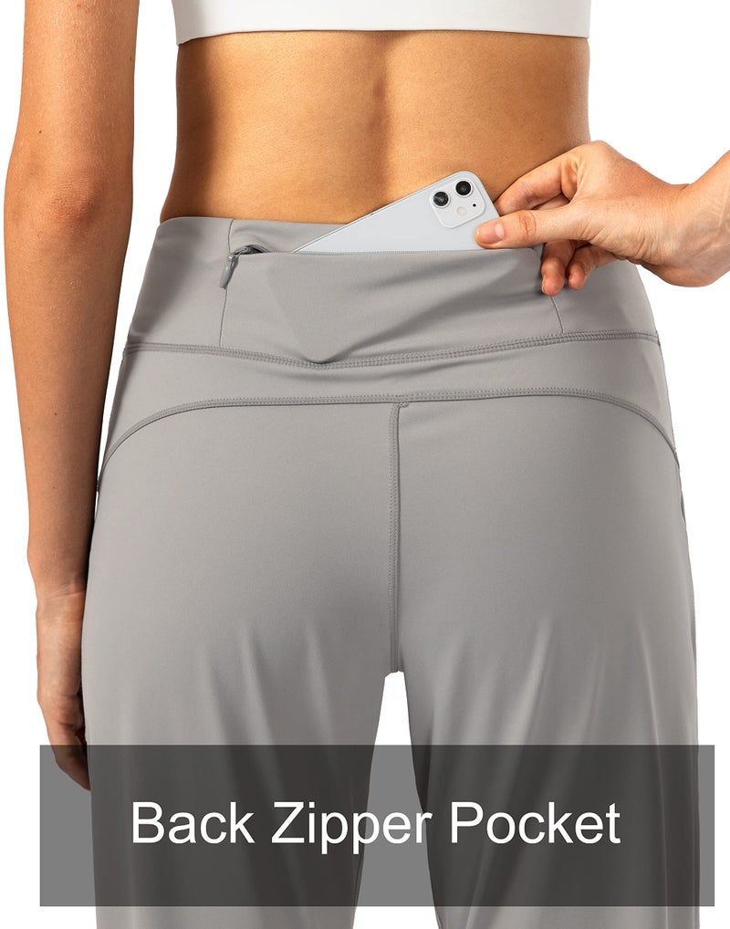 Soothfeel سروال جوجر للنساء من سوذفيل مع جيوب بسحاب، خصر مرتفع، ملابس رياضية لليوغا، سروال جوجر للنساء باللون الرمادي الفاتح - Image 3