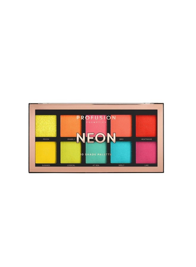 Profusion Cosmetics 10 Shade Eyeshadow Palette High Pigmented Multifinish Colors, Vegan & Crueltyfree, Create Stunning Looks Onthego Travelfriendly & Versatile Makeup, Neon - Image 2