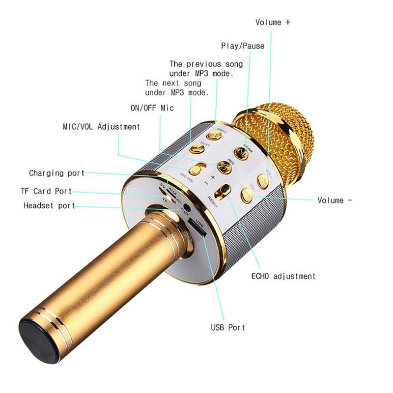 Wireless Microphone: Rose Gold, 3-Layer Noise Reduction, Bluetooth Speaker - High-Quality Tune, Plug And Play for Home Karaoke, Mobile Device Users - Image 2