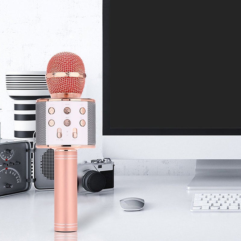 Wireless Microphone: Rose Gold, 3-Layer Noise Reduction, Bluetooth Speaker - High-Quality Tune, Plug And Play for Home Karaoke, Mobile Device Users - Image 3