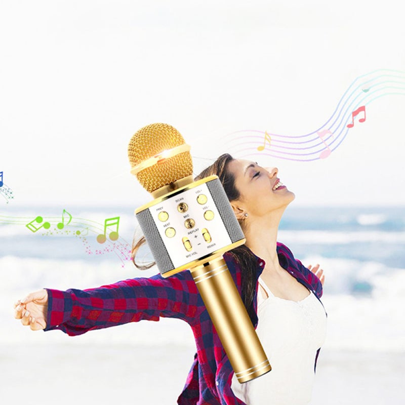 Wireless Microphone: Rose Gold, 3-Layer Noise Reduction, Bluetooth Speaker - High-Quality Tune, Plug And Play for Home Karaoke, Mobile Device Users - Image 5