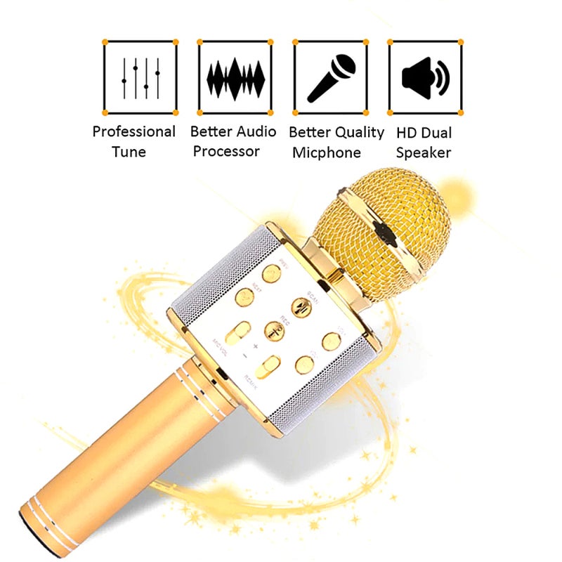 Wireless Microphone: Rose Gold, 3-Layer Noise Reduction, Bluetooth Speaker - High-Quality Tune, Plug And Play for Home Karaoke, Mobile Device Users - Image 4